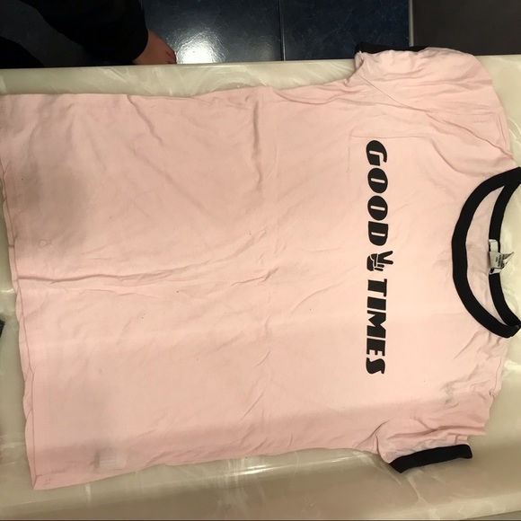 Forever 21 Tops - Good vibes f21 light pink and black T-shirt size S